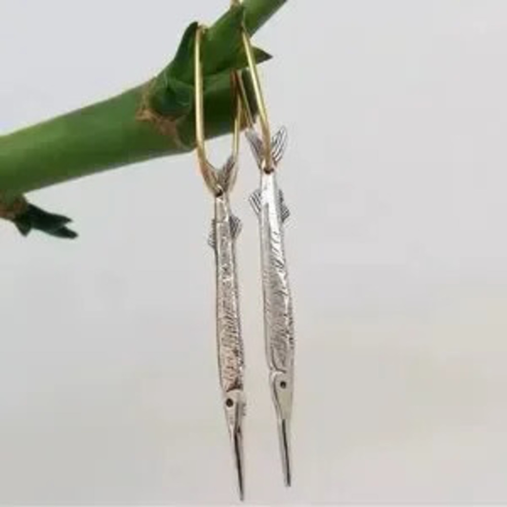 Silver and Gold Fish Earrings Fishermen girl earrings